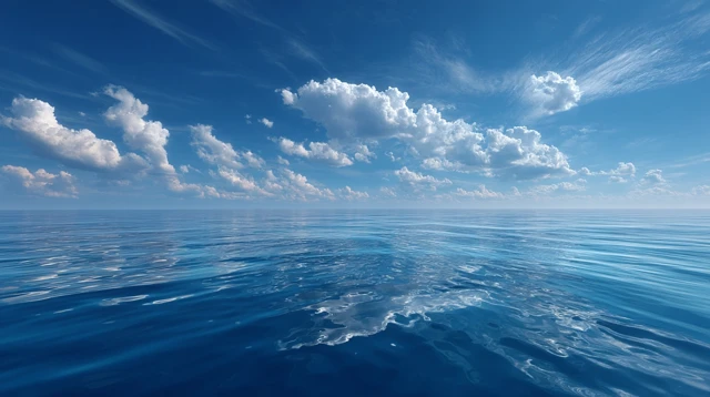 Blue Sky Ocean and Clouds