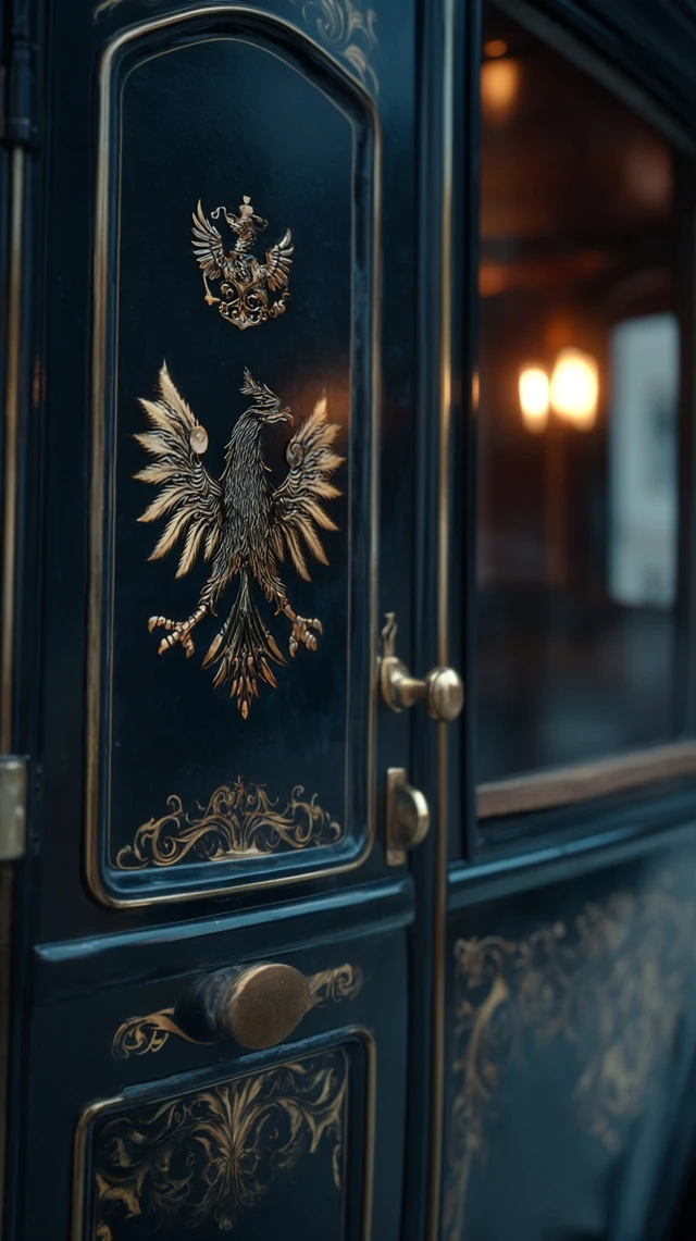 Ornate Door with Raven Gold Filigree Photorealistic