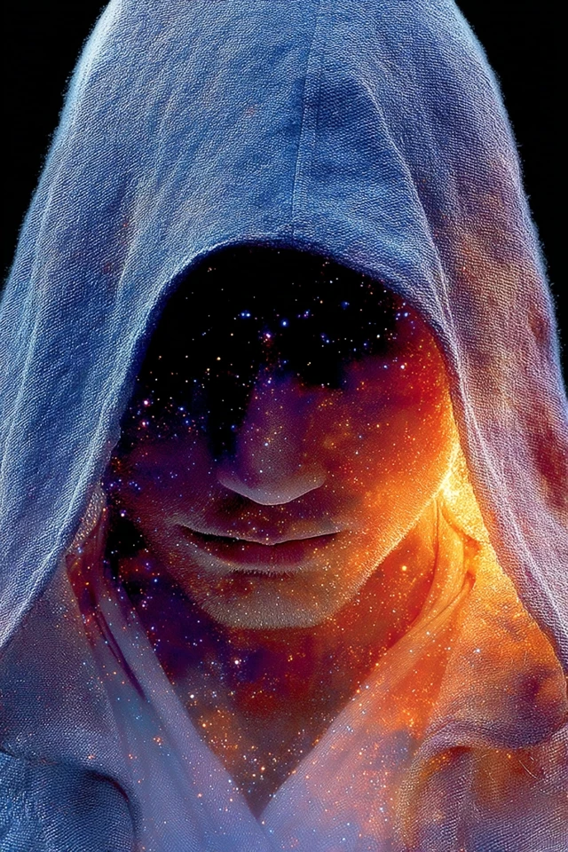 Cosmic Entity Meditating Nebula Face