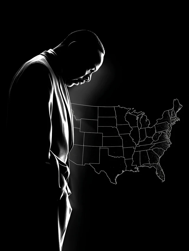 Dr Martin Luther King Silhouette Over America