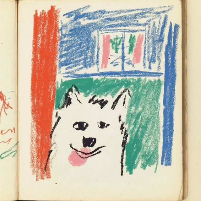 Happy Samoyed Hand Drawn Art