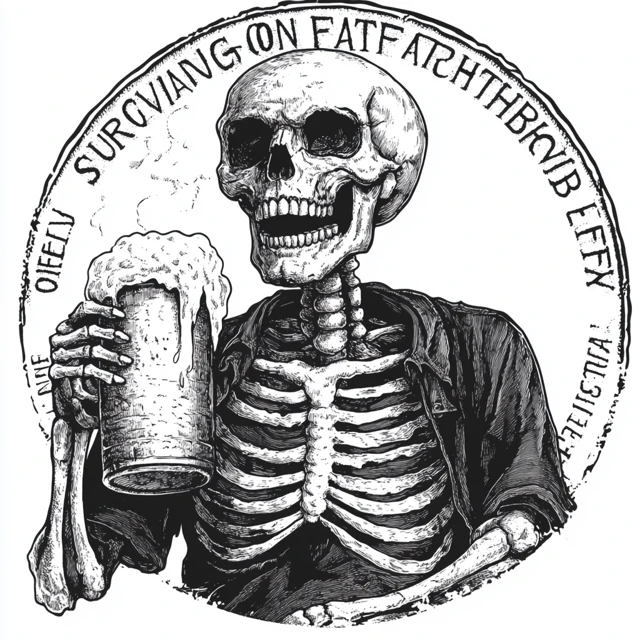 Skeleton with Beer Dad Life Illustration