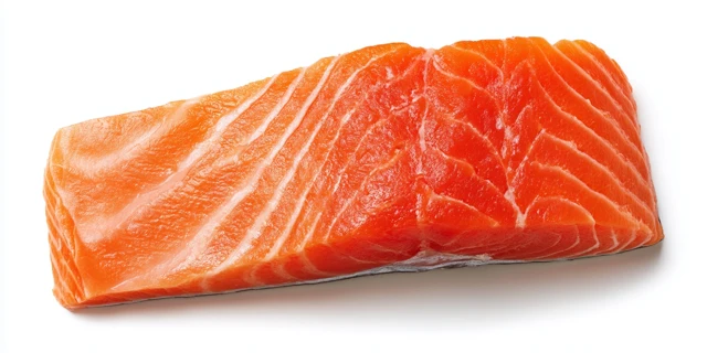 Fresh Salmon Loin Slice Isolated on White Background