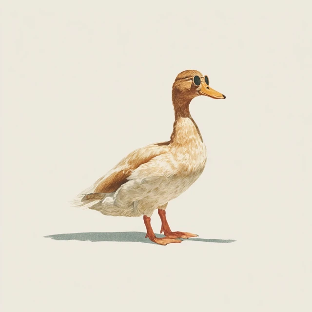 Cute Duck with Sunglasses Watercolor Art