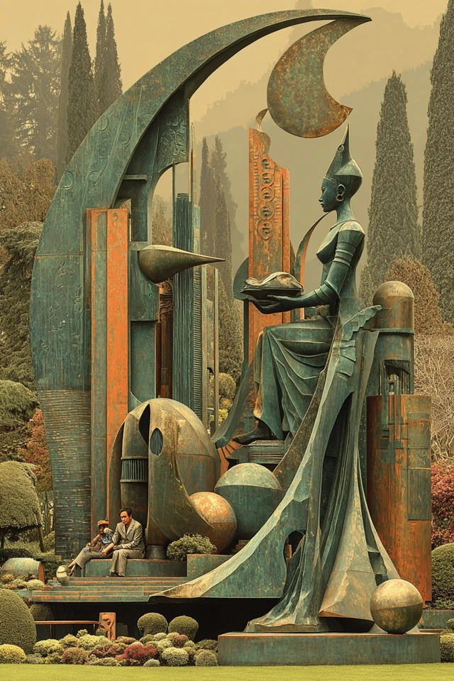 Bronze Sculpture in Modernist Style Abstract Art