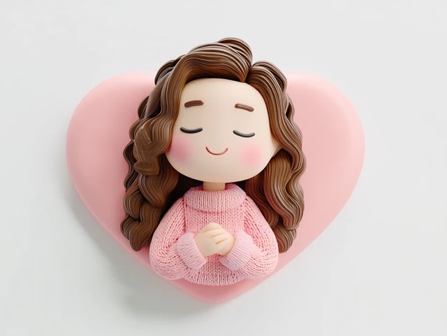 Happy Woman in Heart Shape Smiling