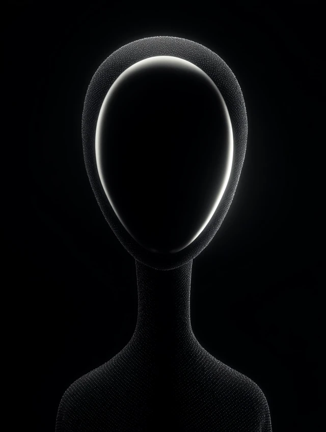 Abstract Character Design Oval Head Black Background