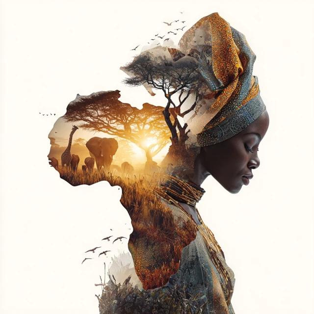 African Art Double Exposure Nigerian Woman