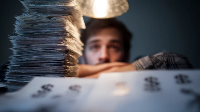 Stressed Young Adult with Financial Worries