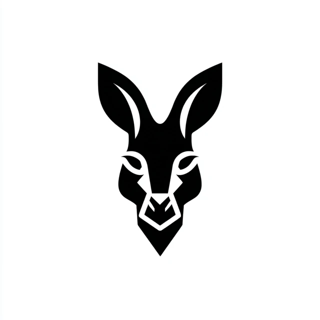 Minimalist Black and White Kangaroo Head Logo