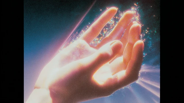 Glowing Hand in Space