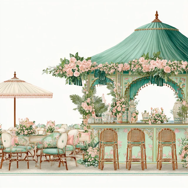 Udaipur Palace Mehendi Ceremony Watercolor Illustration