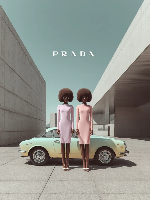 Prada Campaign Sudanese Models 60s Mod Fashion Car