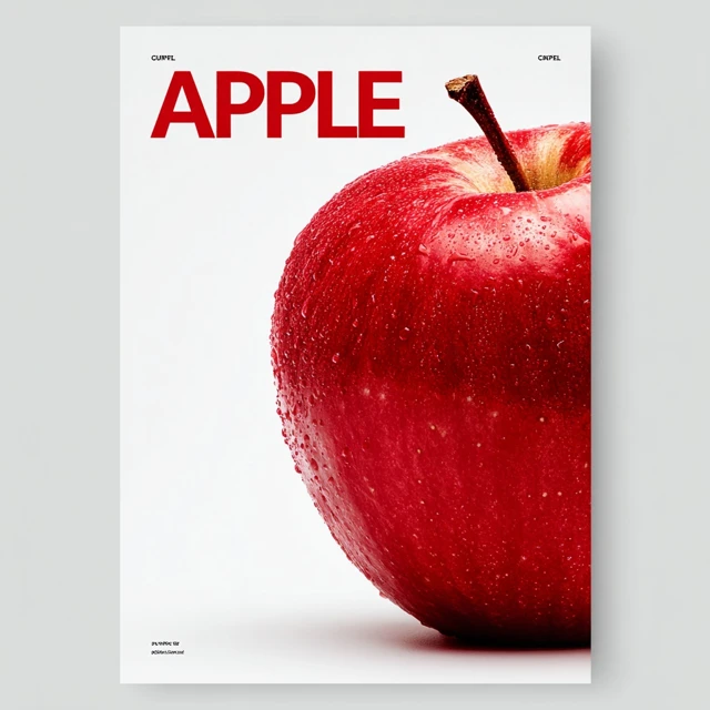 Red Apple Poster Design Minimalist Fruit Illustration