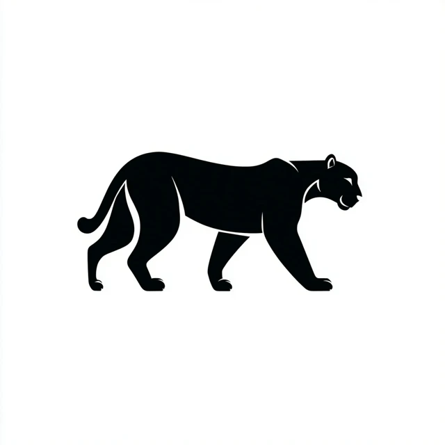 Mountain Lion Vector Icon Black Drawing