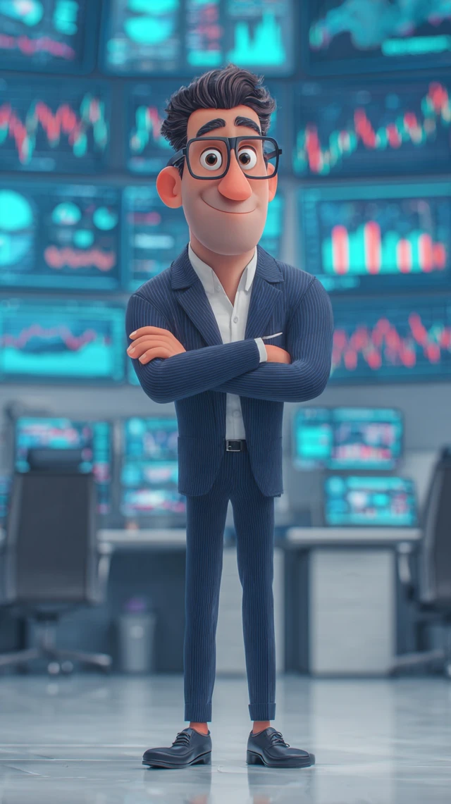 Pixar Broker Iranian Man in Suit Stock Market