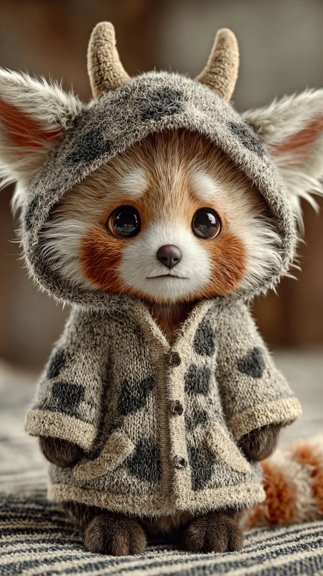 Cute Red Panda LBOOX in Cow Costume