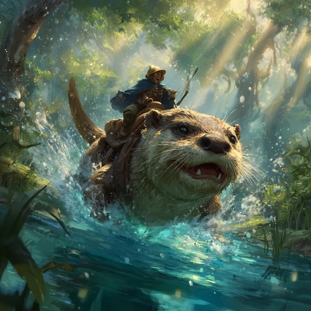 Otter Mount Fantasy Adventure Illustration