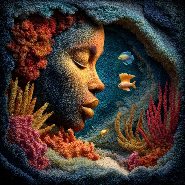 Underwater Face Coral Reef Art