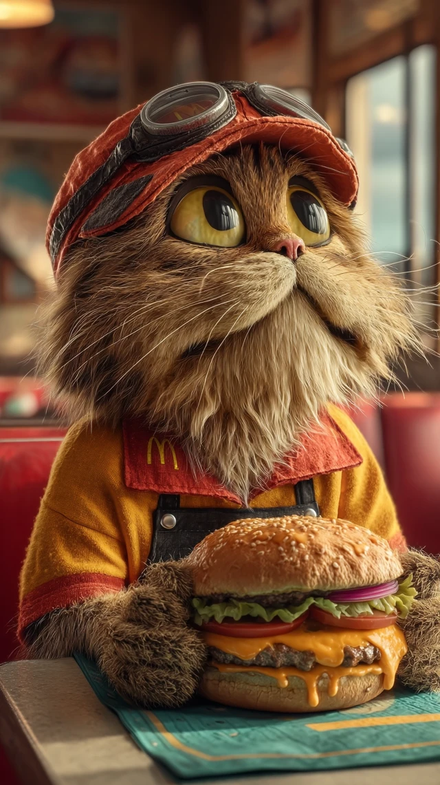 McDonalds Cat: A Feline Employee Ready for Burger Time!