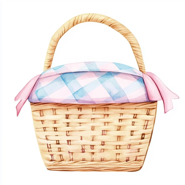 Charming Cartoon Picnic Basket Clip Art