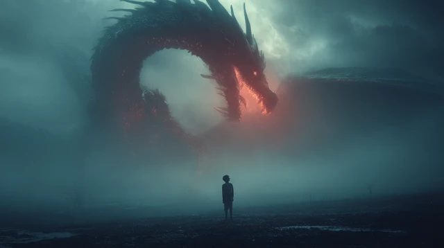 Dragon and Boy A Gothic Fantasy Painting