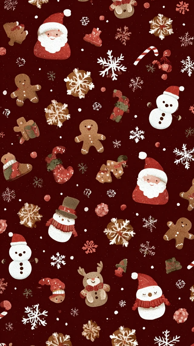 Christmas Pattern Santa Reindeer Gingerbread Cookies