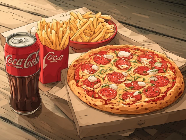 Pizza French Fries Coca Cola Food Menu Image