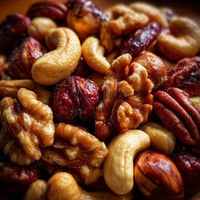 Delicious Close Up of Mixed Nuts Cashews Walnuts