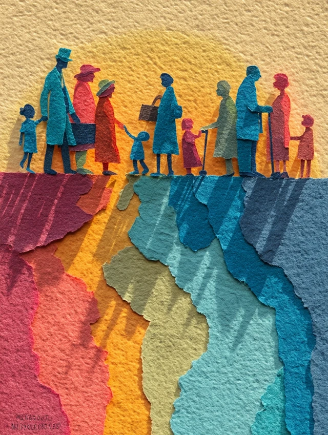 Paper Collage Community Vaccination Scene