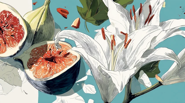 Hand-drawn Lilies and Figs Vector Art