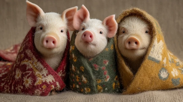 Charming Pigs in Blankets Adorned in Cozy Attire