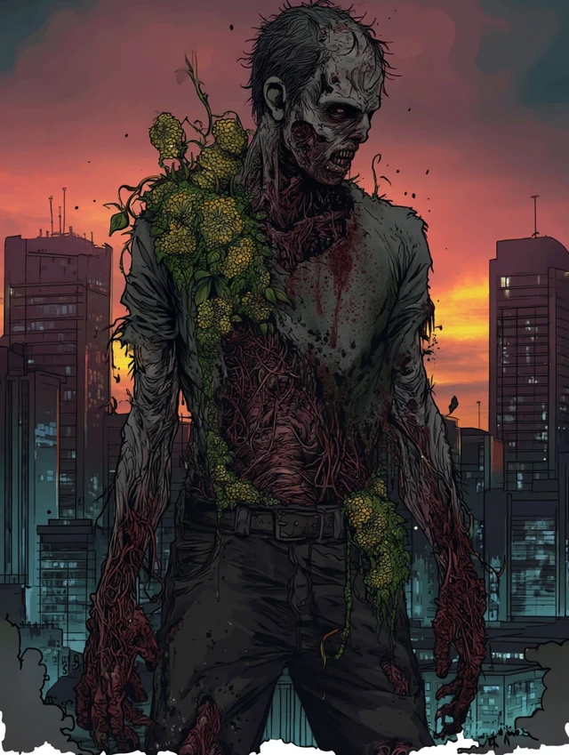 Zombie Comic Illustration in an Urban Setting