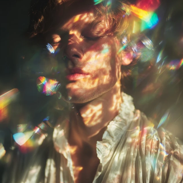 Prism Light Portrait Dreamy Serene Man