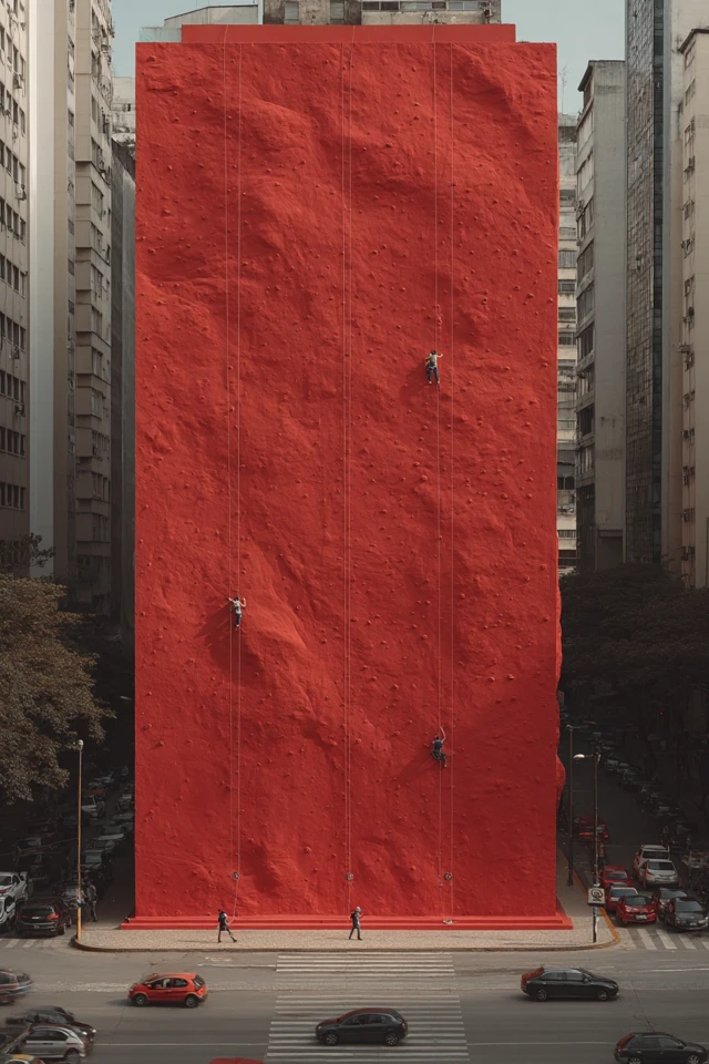 Urban Climbing Wall Rio de Janeiro Street Scene