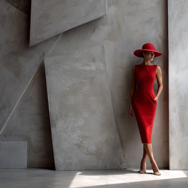 Woman in Red Dress Minimalist Fashion Art