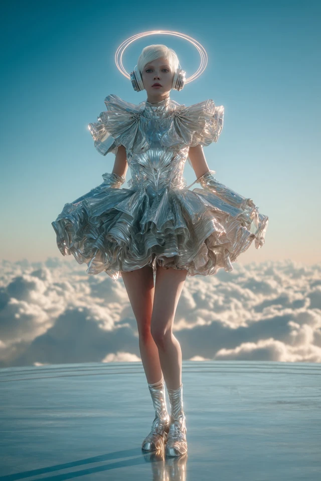 Futuristic Fashion Model in CyberVictorian Dream