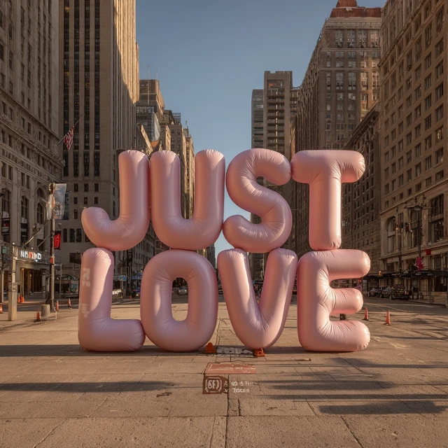 JUST LOVE Giant Inflatable Art in NYC Street