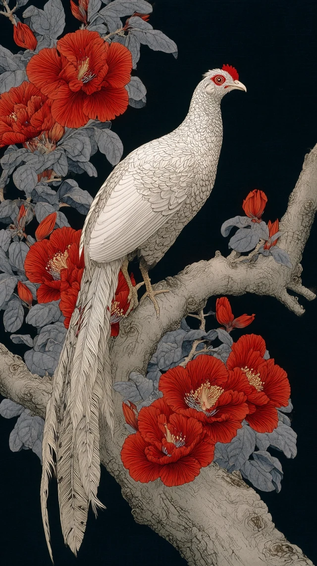 Silver Pheasant Fine Brushwork Painting