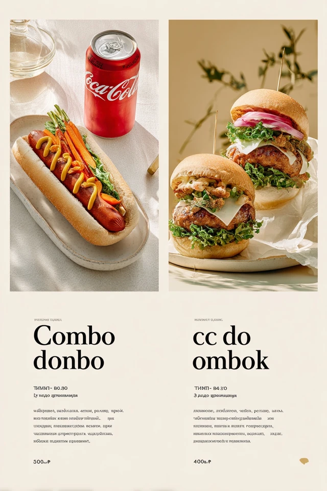 Food Menu Hot Dog and Mini Burgers Combo