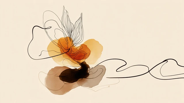 Abstract Contour Art Coffee Colors Minimalism