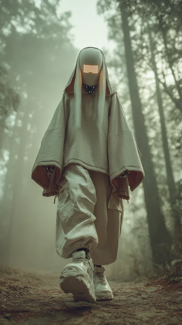 Cyberpunk Cyborg in Wilderness