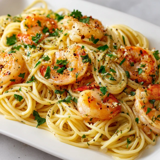 Shrimp Spaghetti Pasta Recipe Fresh Ingredients