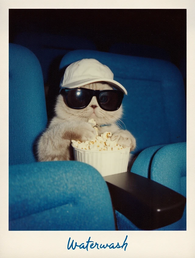 Retro Cat at the Movies: 80s Polaroid