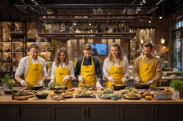 Cooking Show Chefs Preparing Delicious Food