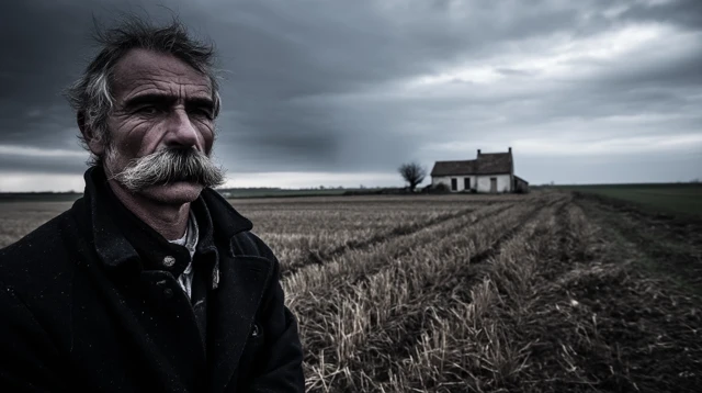 Man with Moustache in French Countryside