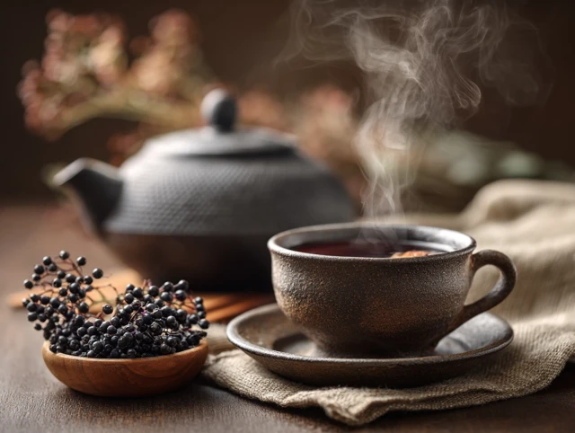 Cozy Elderberry Tea with Dried Berries