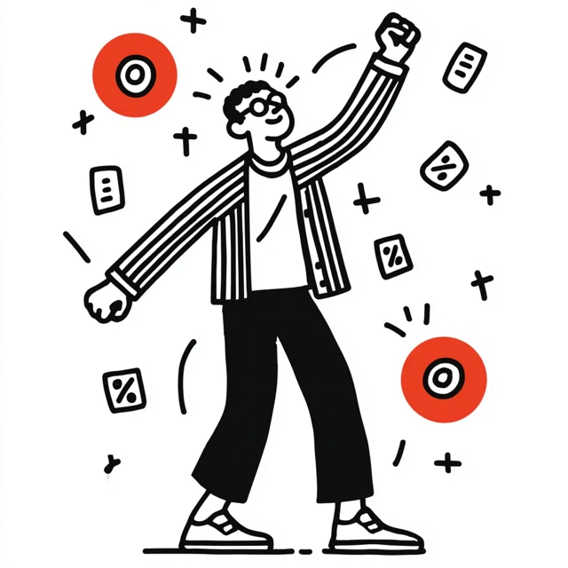 Happy Man Celebrating Achievement Illustration
