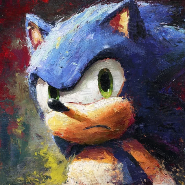 Sonic the Hedgehog Oil Painting