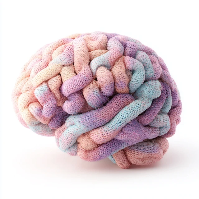 Knitted Brain 3D Illustration Pastel Colors Anatomical